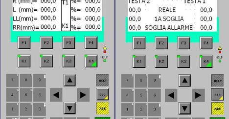 Pannello comando testa foratura doppio mandrino avanzamenti automatici.