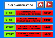Pannello comando impianto dosaggio automatico e pressatura gestione utenze.