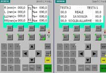 Pannello comando testa foratura doppio mandrino avanzamenti automatici.